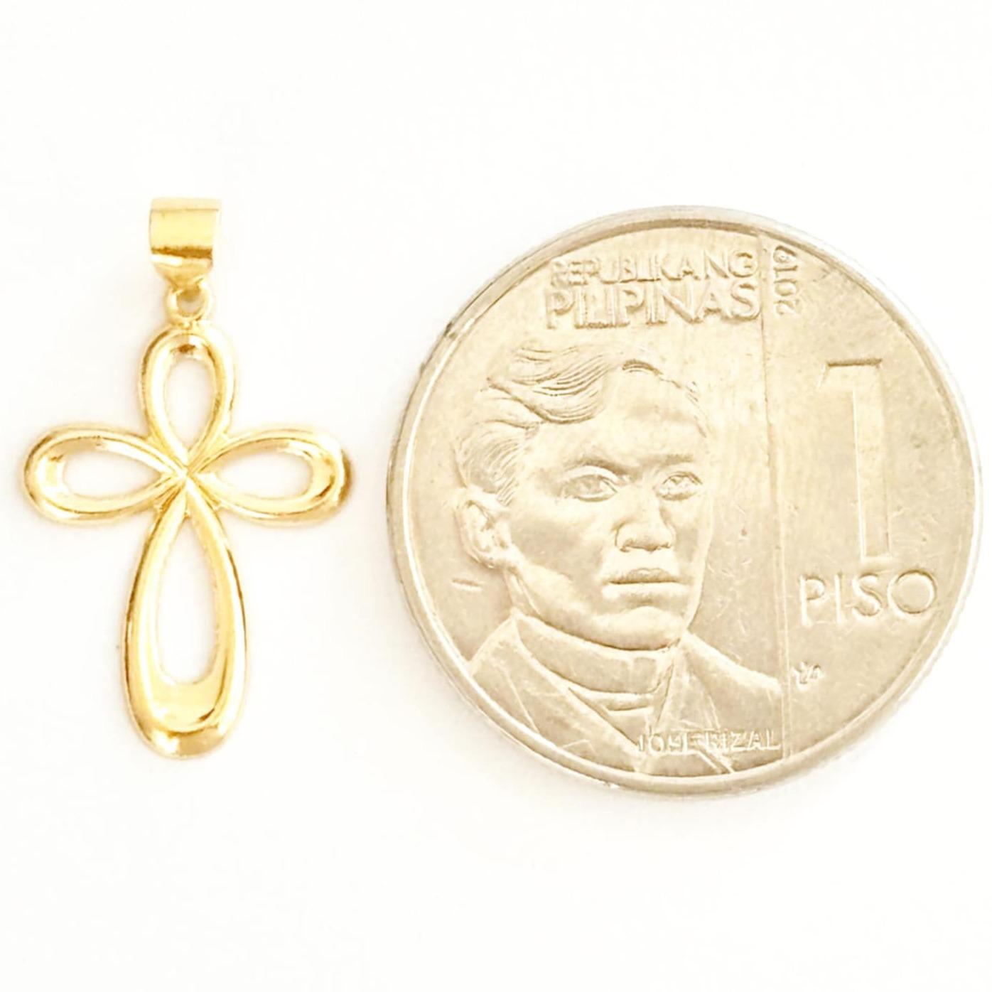 18k Saudi Gold Loop Cross Pendant - SKU-JUYTROZI