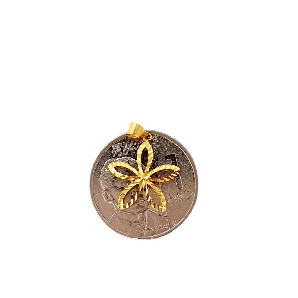 18k Saudi Gold Micro Paperclip Chain 18" + 18k Saudi Gold Star Petal Pendant