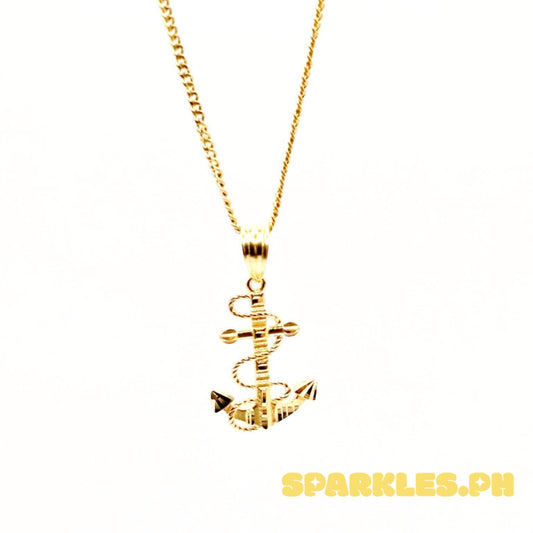 18k Saudi Gold Set Anchor Cross + Cadena Chain 20"