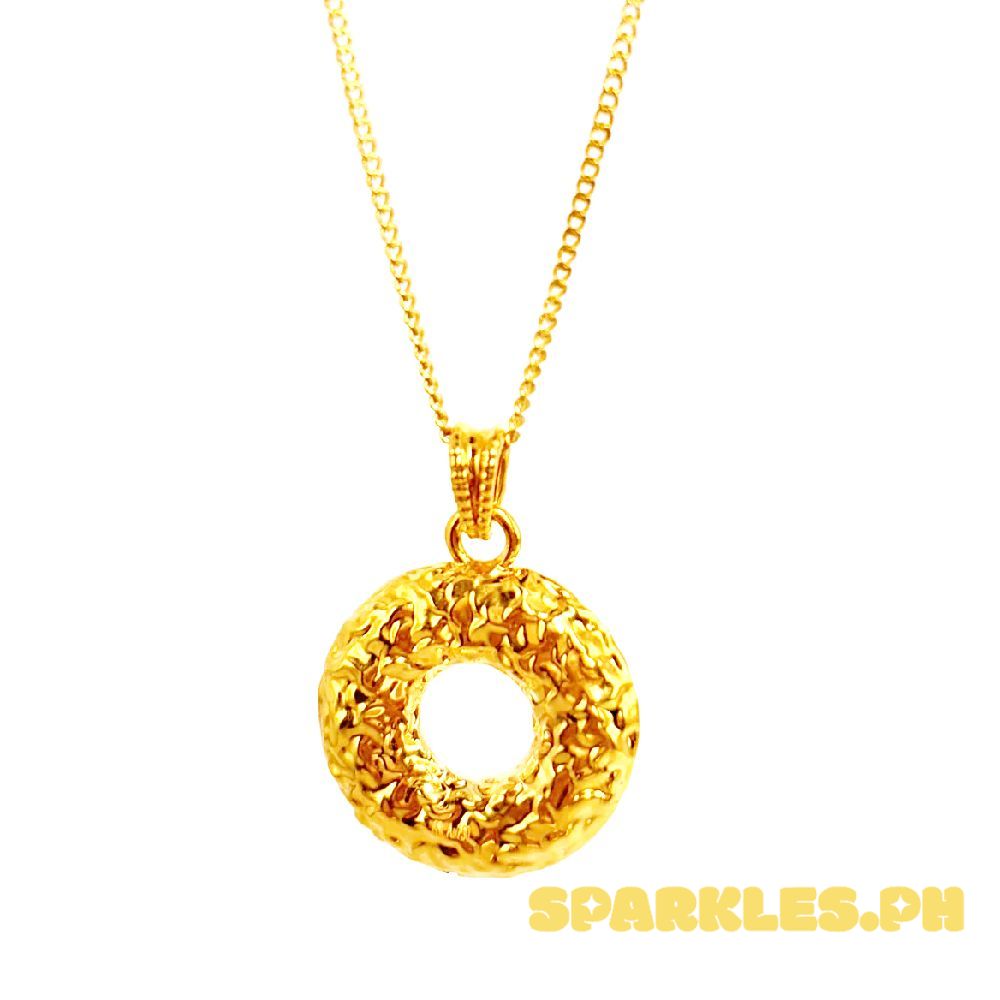 18k Saudi Gold Set Donut HOLLOW+ Cadena Chain 20"