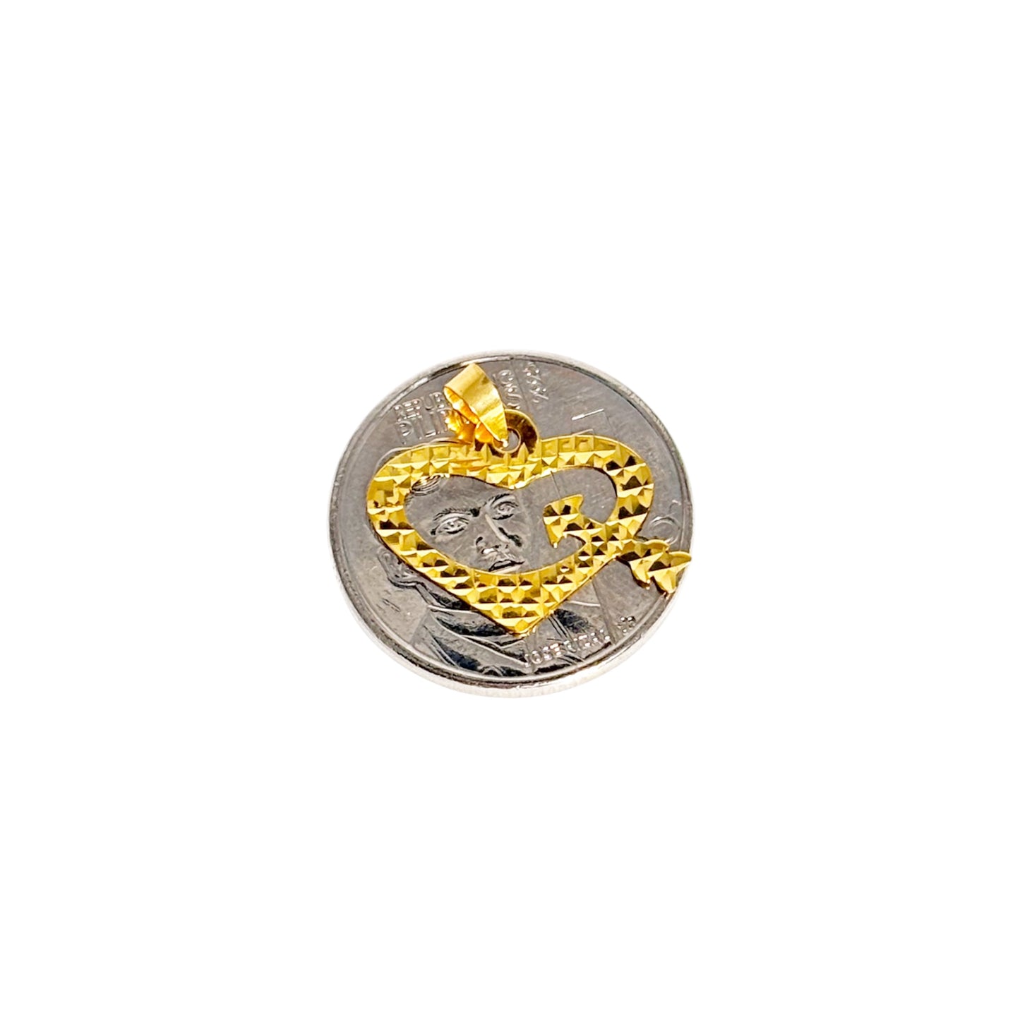 18k Saudi Gold Diacut Cupid Heart Pendant - SKU-OINMZE5L