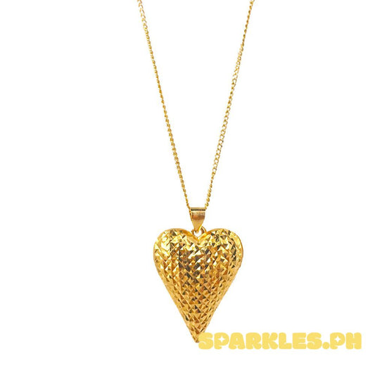 18k Saudi Gold Set Pyramid Heart + Cadena Chain 20"