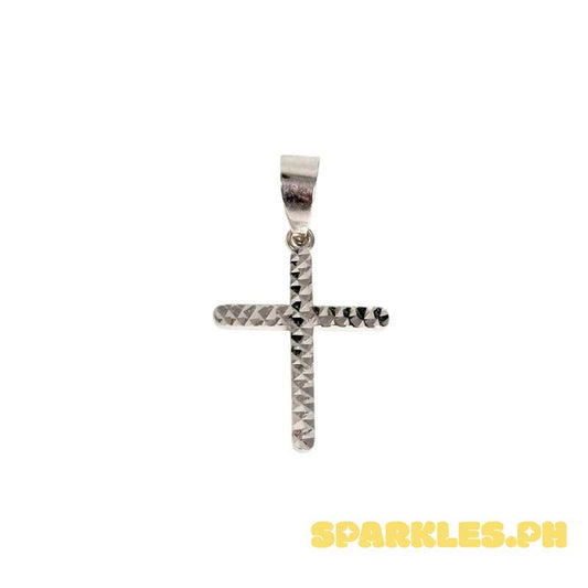 18k Saudi Gold WG Dia Cross Pendant -SKUFE1626PEN2