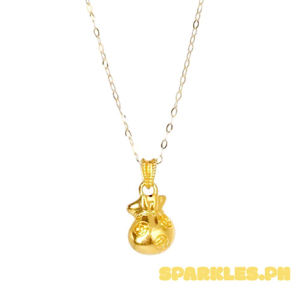 18k Saudi Gold Set Money Bag Hollow + Tauco Chain lv1