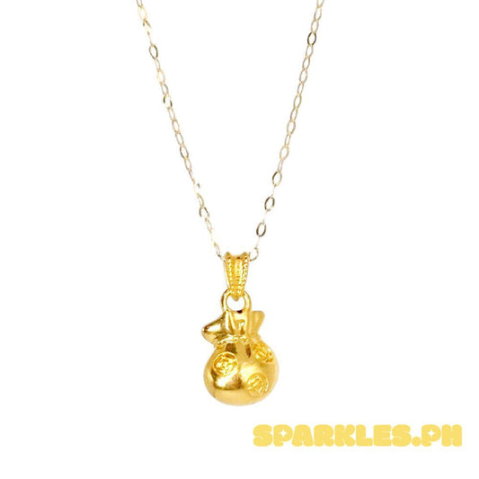 18k Saudi Gold Set Money Bag Hollow + Tauco Chain lv1