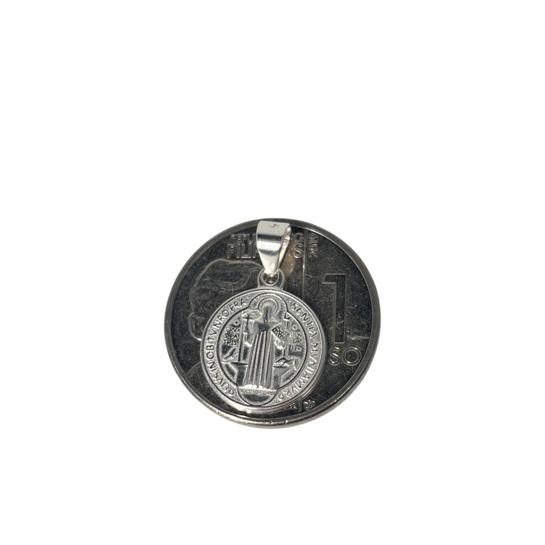 92.5 Sterling Silver - St. Benedict Medallion Pendant V1