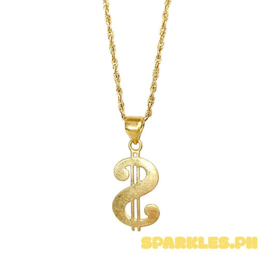 18k Saudi Gold Set Mini Dollar + Rope Chain 20"