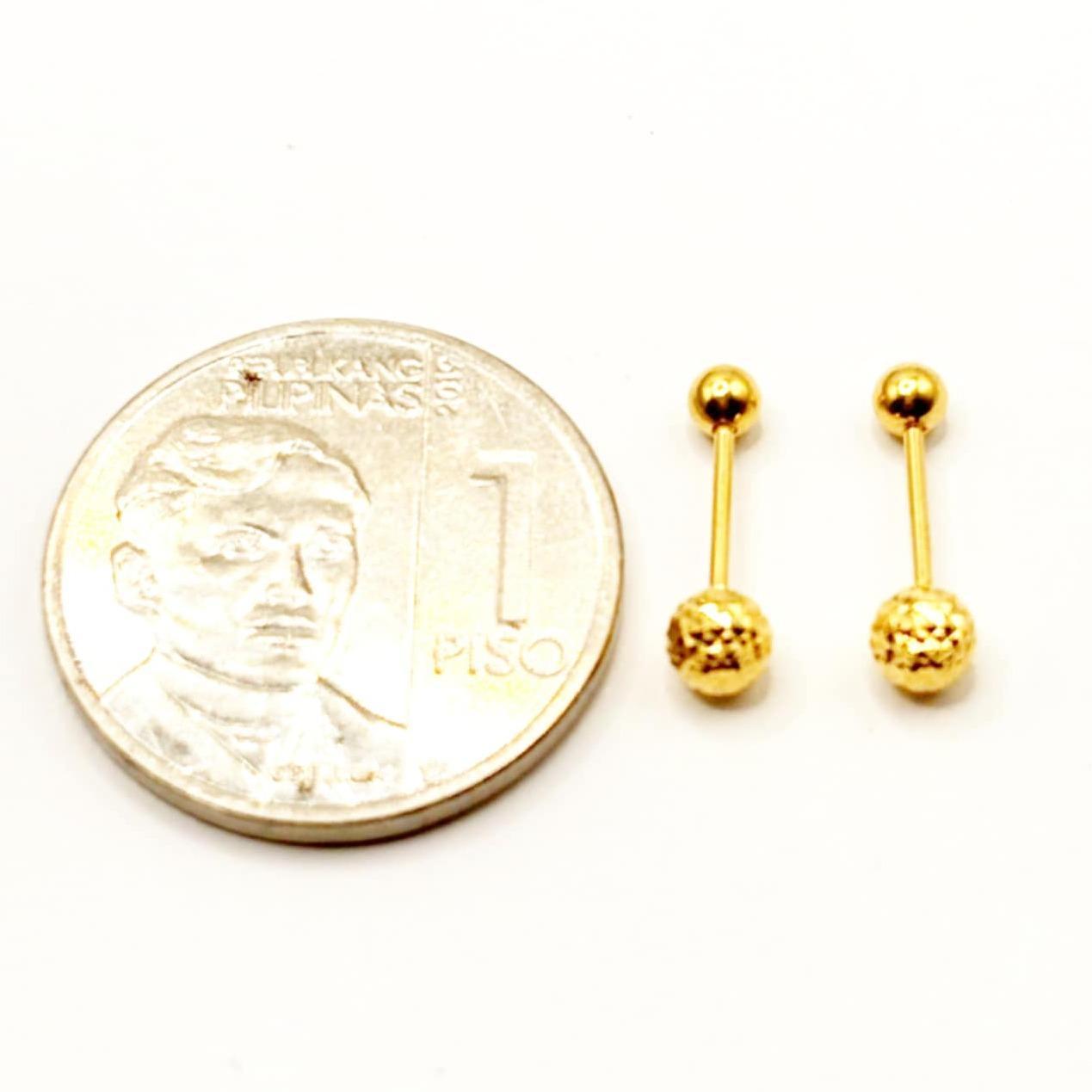 18k Saudi Gold Diacut Ball Deroscas Earring - SKU-6LMFS7MR