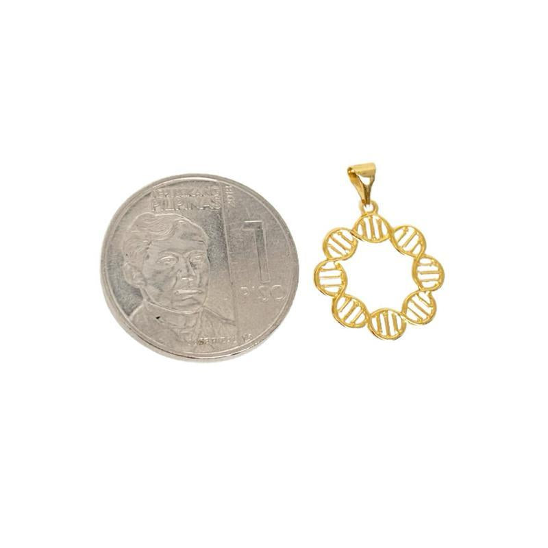 18k Saudi Gold Figaru Chain 16" + 18k Saudi Gold DNA Style Pendant