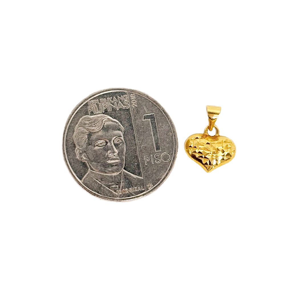 18k Saudi Gold Set Mini Diacut Heart Open Back + Foxtail Chain 18"