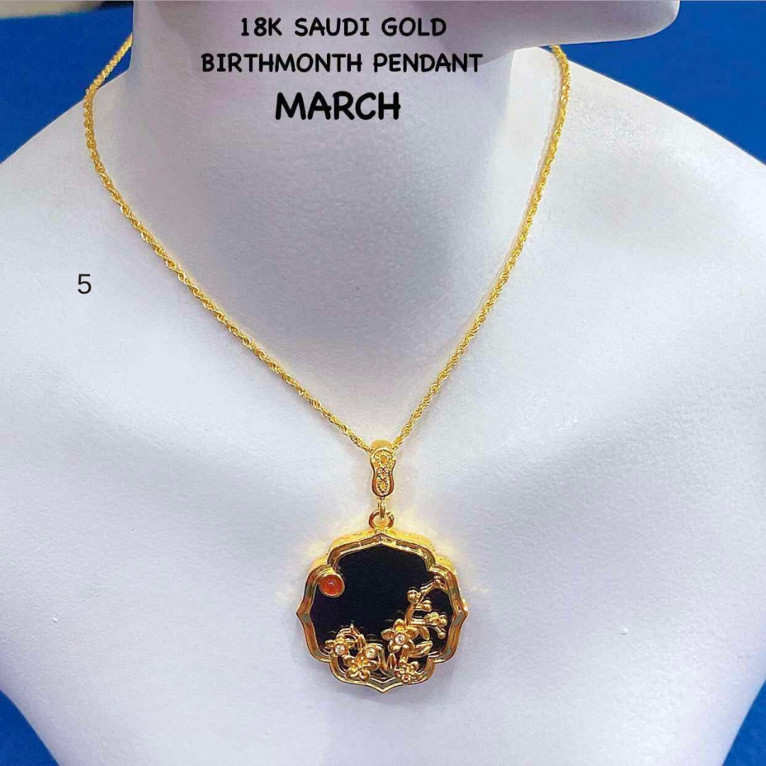 MARCH Birthmonth Pendant 18k Saudi Gold
