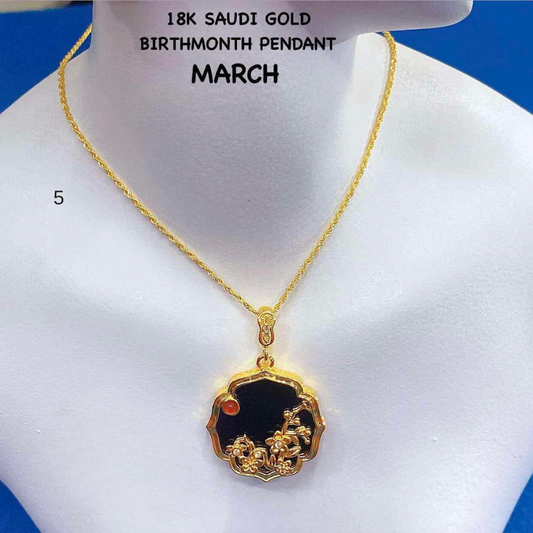 MARCH Birthmonth Pendant 18k Saudi Gold