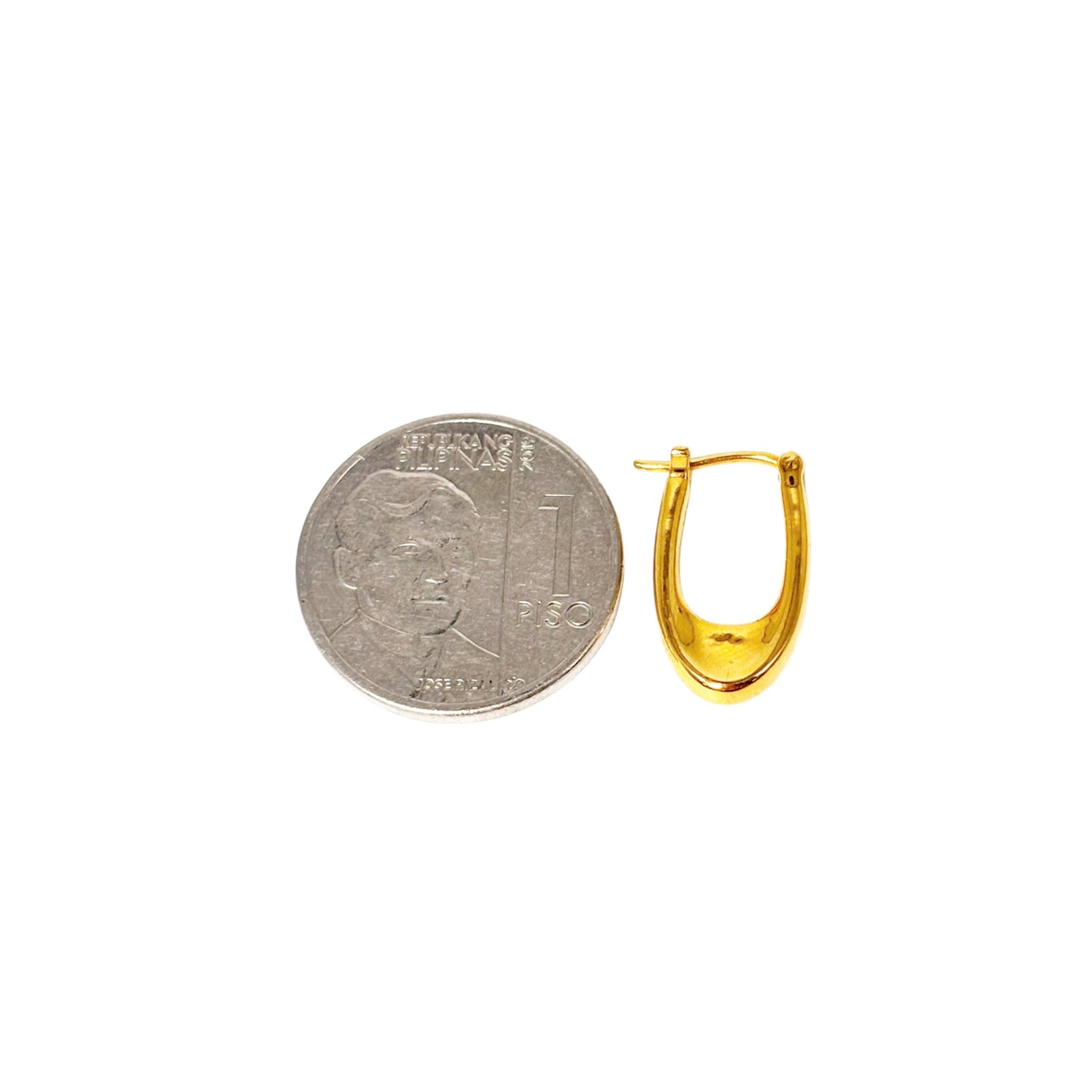 18k Saudi Gold Oval U Hoop Earring