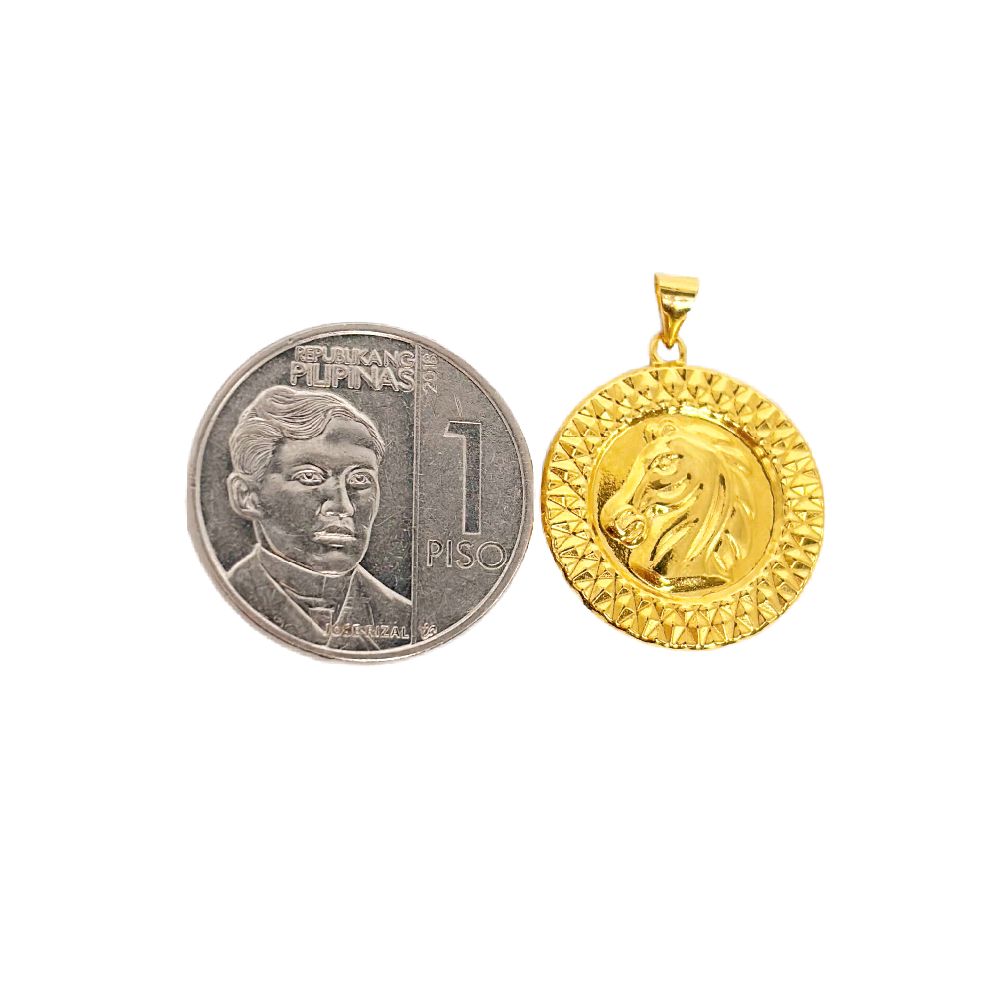 18k Saudi Gold Set Head Horse + Foxtail Chain 18"