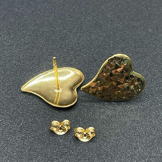 18k saudi gold sexy heart diacut earring solid pawnable