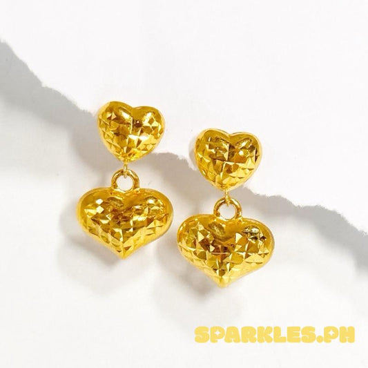 18k Saudi Gold Double Love Earring -SKU-QUHHSTF7