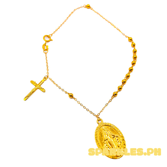18k Saudi Gold Rosary Cross Bracelet - SKU-A48BF6VM