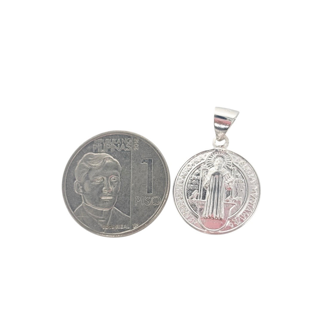 92.5 Sterling Silver - St. Benedict Medallion Pendant V2