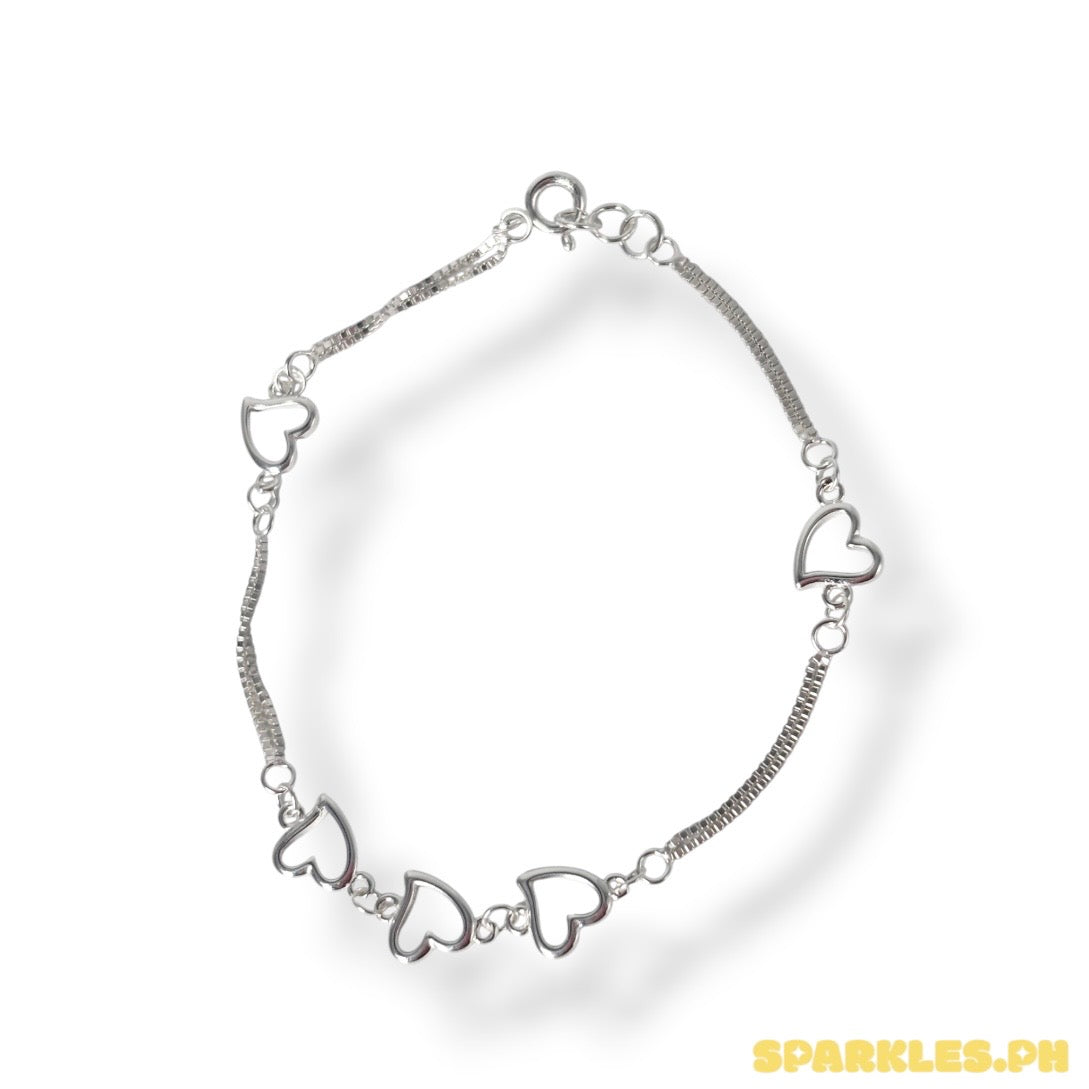 92.5 Sterling Silver - Heart String Bracelet