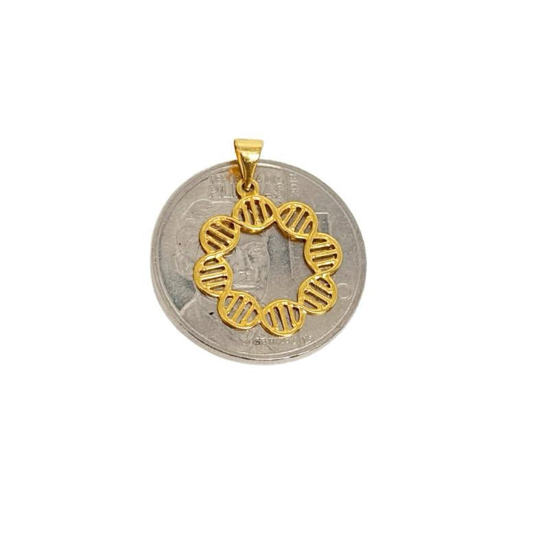 18k Saudi Gold Figaru Chain 16" + 18k Saudi Gold DNA Style Pendant
