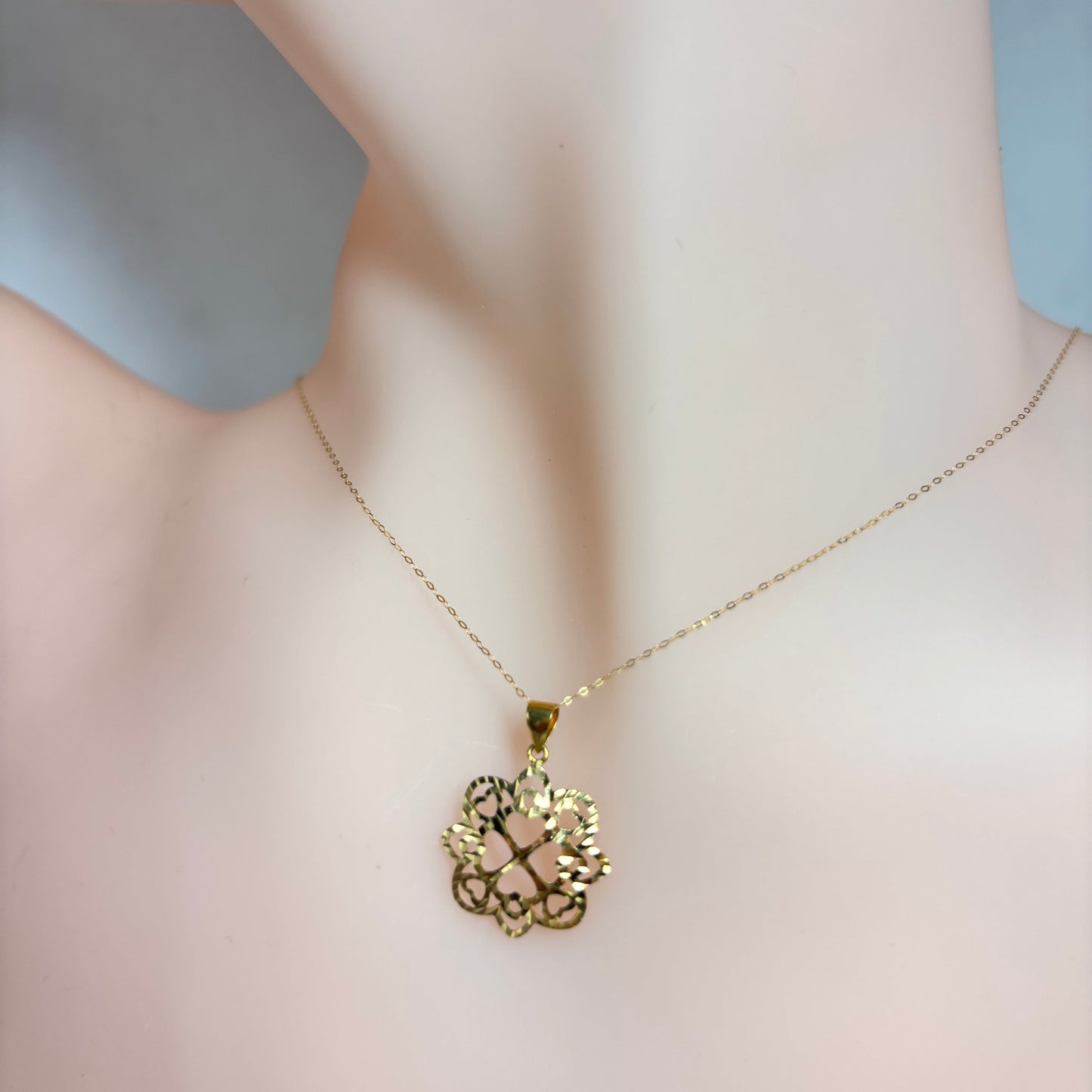 18k Saudi Gold  Splash Multi Heart Pendant .38 grams - SKU-FYT973B5
