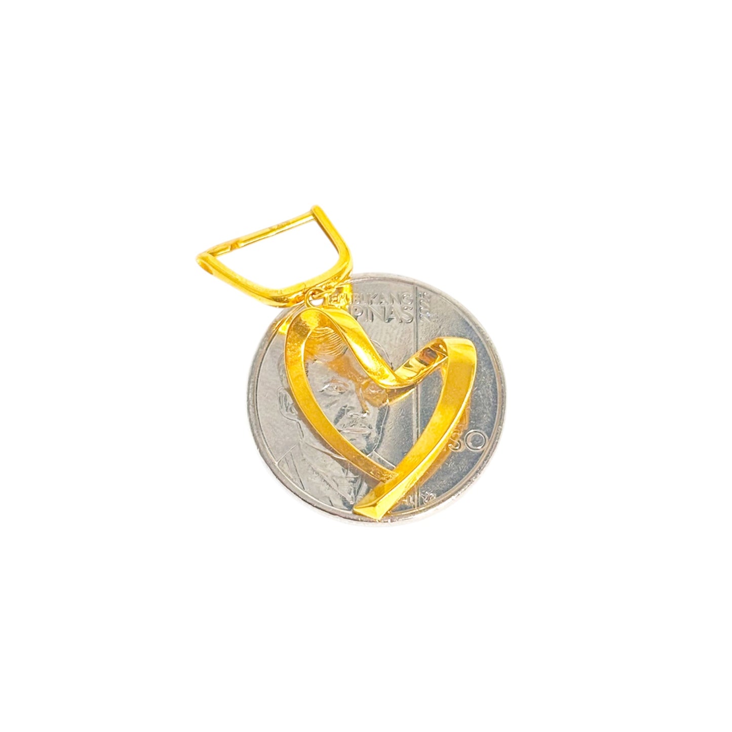 18k Saudi Gold Line Heart Earring -SKUAP2126EAR2