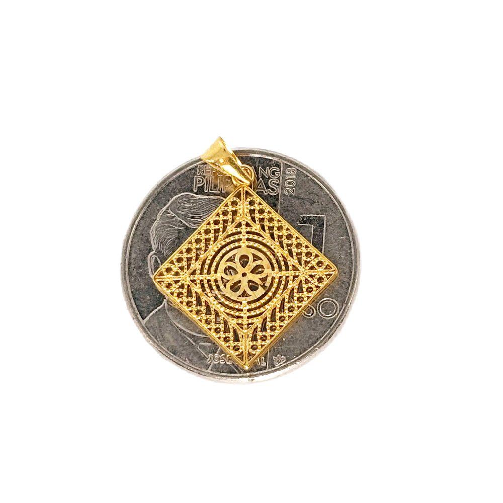 18k Saudi Gold Set Diamond Tile + Twisted Chain Makapal 20" V2