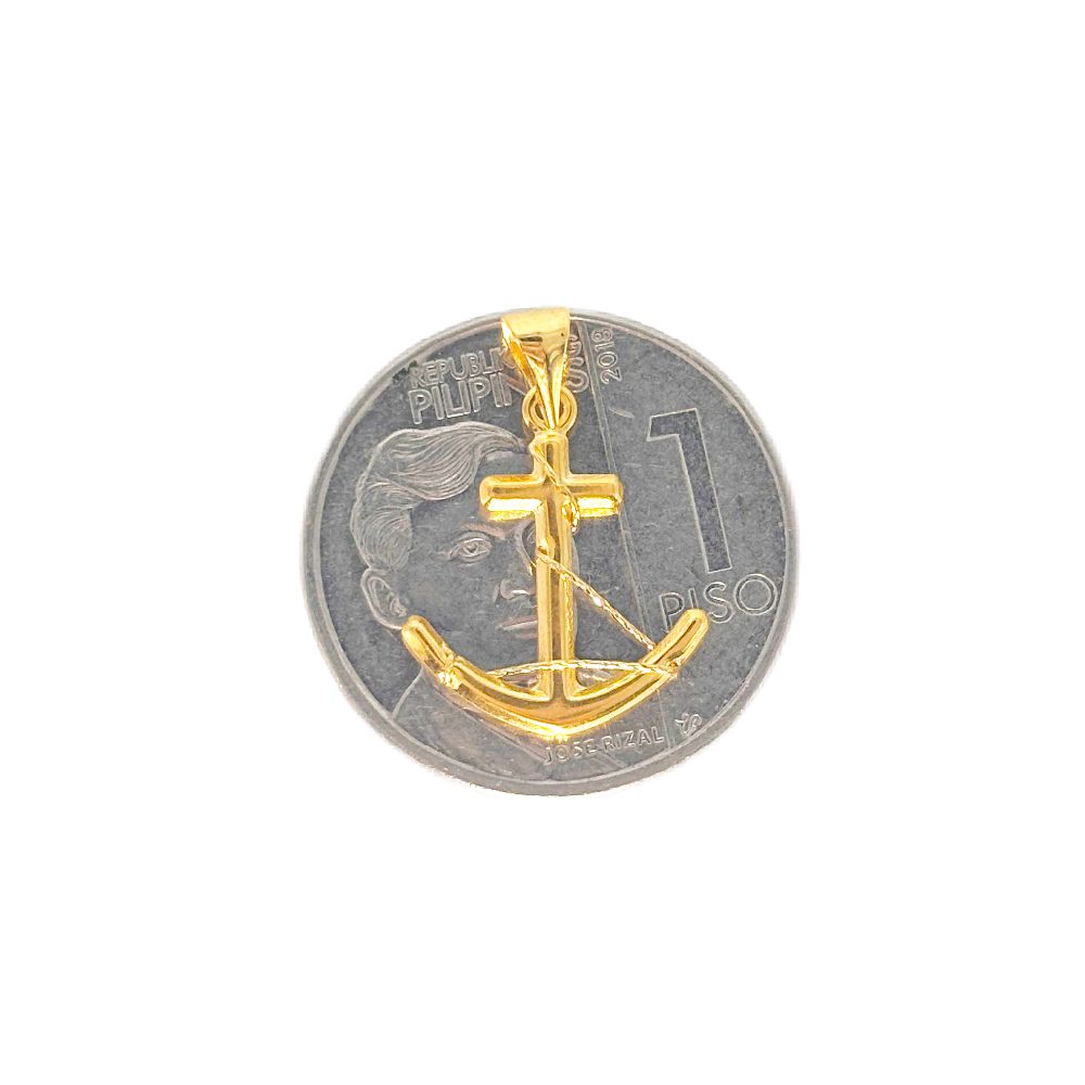 18k Saudi Gold Anchor String Pendant - SKU-BSL4WJOA