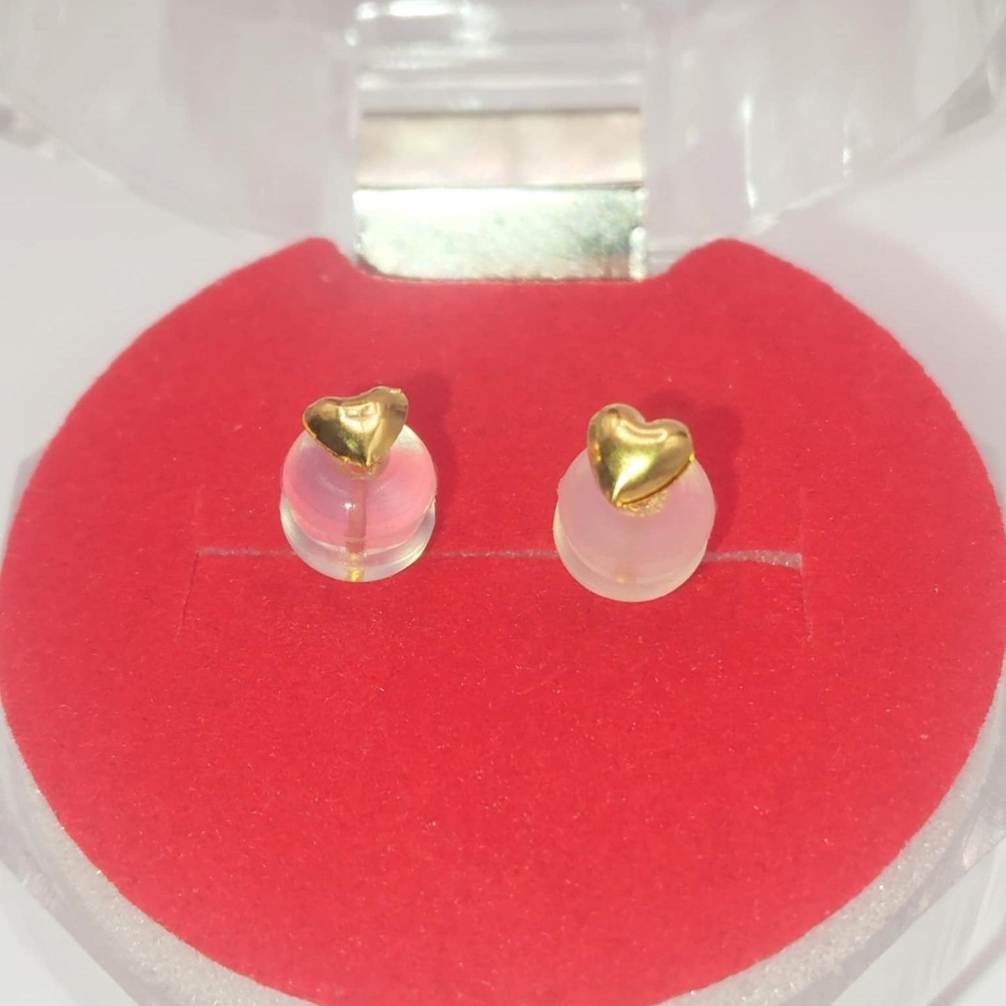 18k Saudi Gold Heart Stud with Silicon Pakaw - SKU-GOU0U7CC