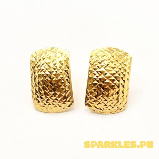 18k Saudi Gold Honey Comb Earring - SKU-2JD2TONA