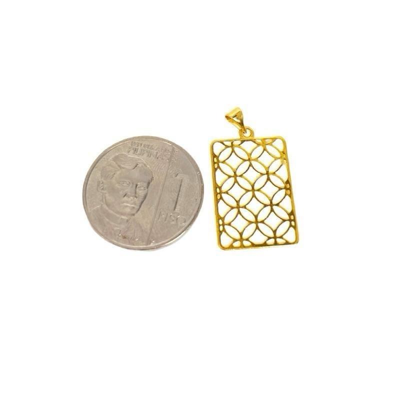 18k Saudi Gold Set Rectangle Money Catcher + Diacut Circle Chain 20”