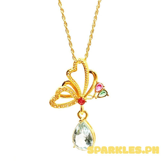 18k Saudi Gold Set Blue Peacock HOLLOW + Rope Chain 20"