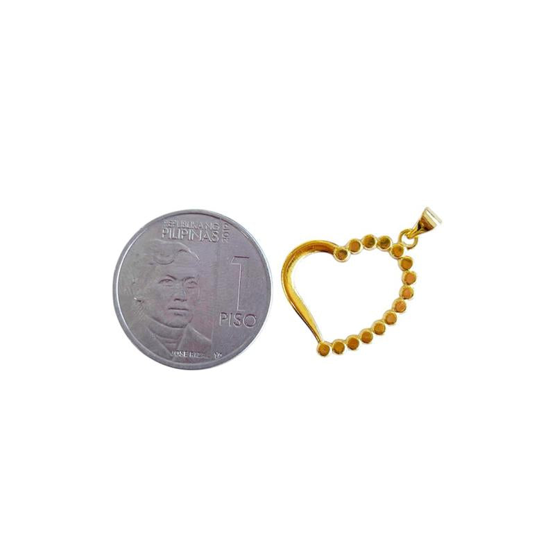 18k Saudi Gold Bubble Heart Pendant - SKU-Z2HKZVDI