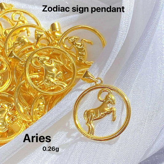 18k gold Aries Circle Pendant 18k Gold 0.26 PER GRAM