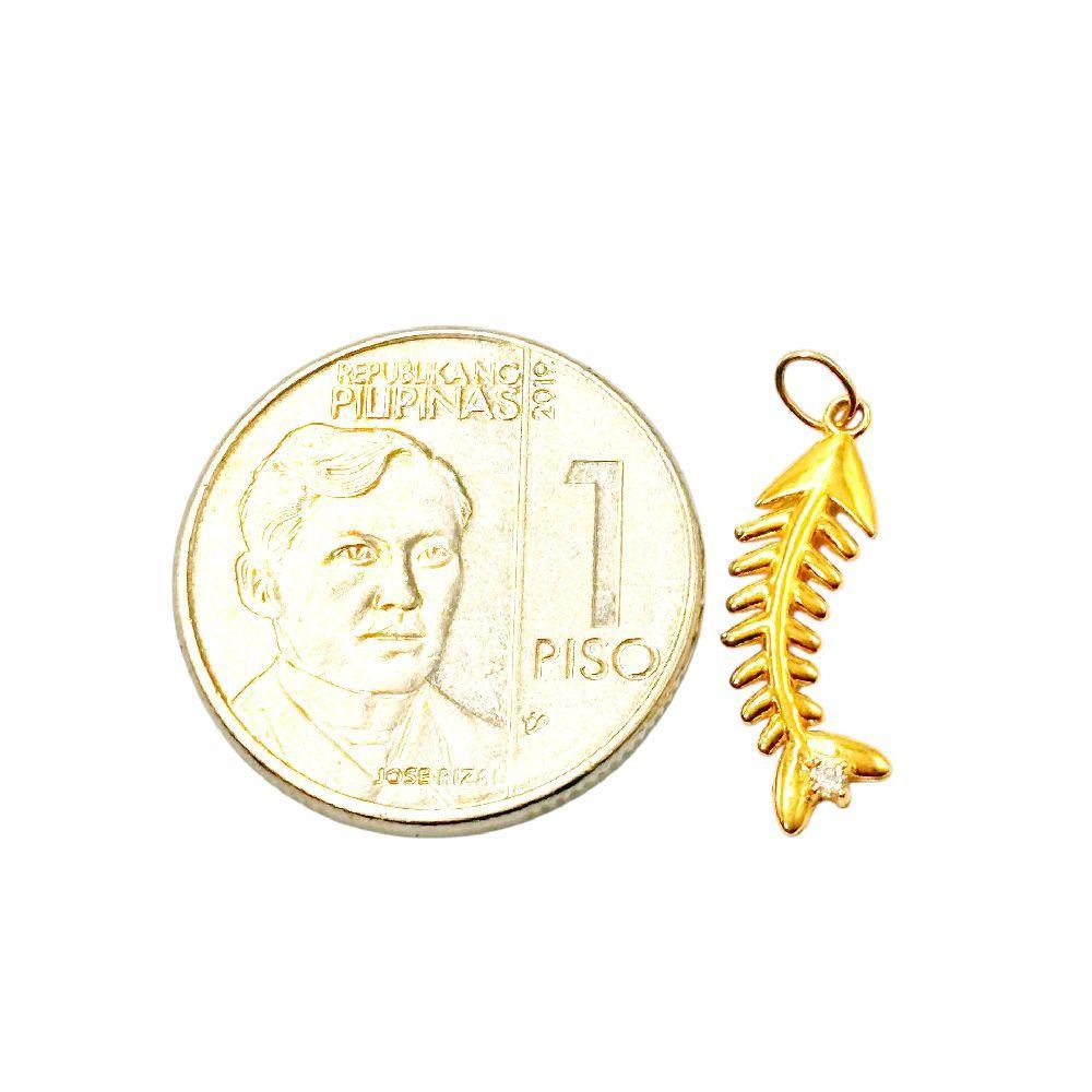 18k Saudi Gold Fish Bone Pendant - SKU-S2V256H0