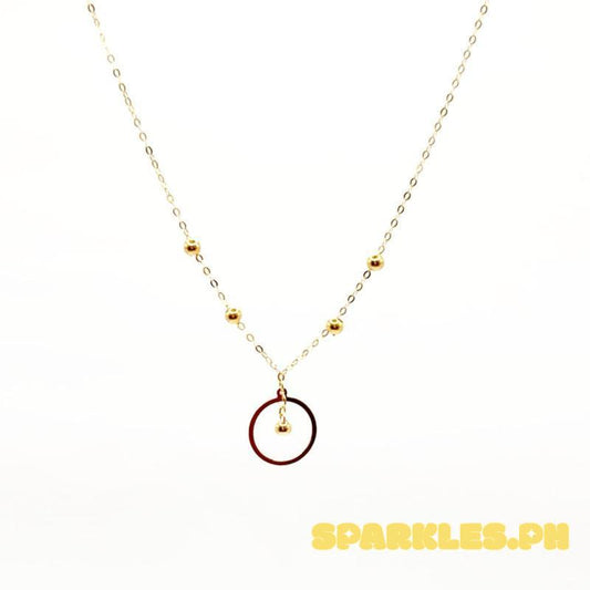 18k Saudi Gold Circle Ball Necklace - SKU-LZC9ATB5