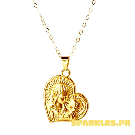 18k Saudi Gold Set Heart Mary & Child + Tauco Chain lv1