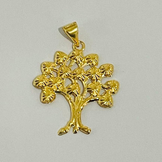 18k Saudi Gold Solid Money Tree Pendant - SKU-G2USAZIB