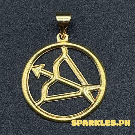 18k Saudi Gold Sagittarius Circle Pendant Solid Pawnable - SKU-AWEOEBQ4