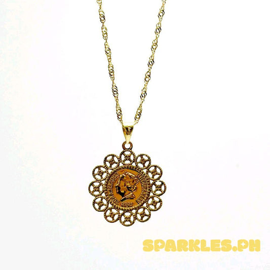18k Saudi Gold Set Flower Elizabeth + Twisted Chain MAKAPAL 18"