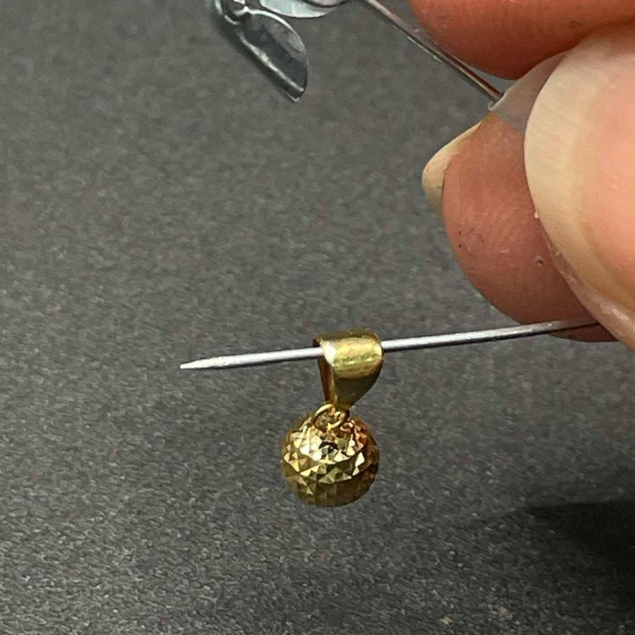 18k Saudi Gold Diacut Ball Style Pendant Solid Pawnable - SKU-YI50B3TN