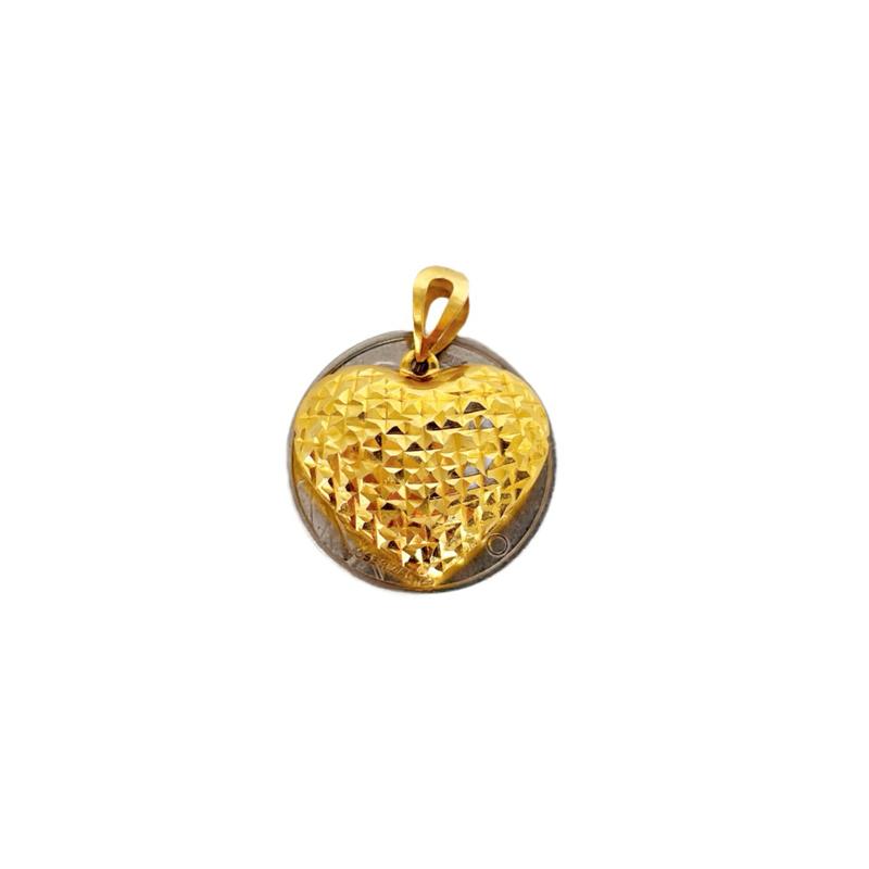 18k Saudi Gold Set Diacut Jumbo Heart + Big Tauco Chain 18”