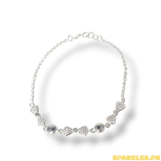 92.5 Sterling Silver - Bow Bead Bracelet