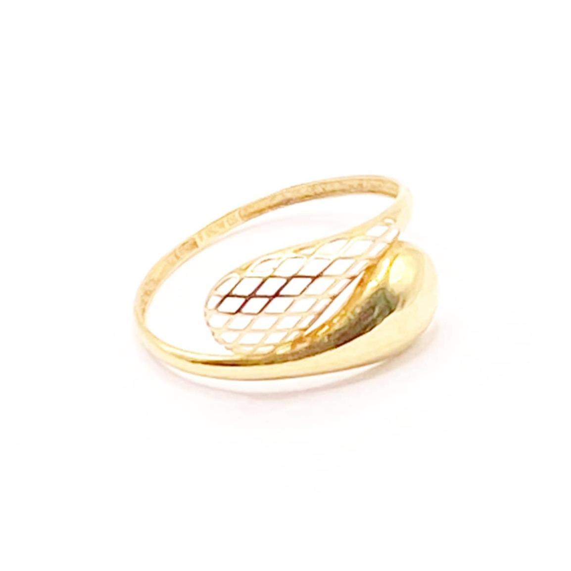 18k Saudi Gold Net Teardrop Ring - SKU-A9GQZ6PI