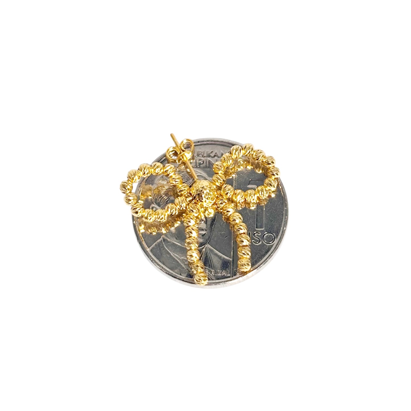 18k Saudi Gold Beaded Bow Earring -SKUAP2326EAR1