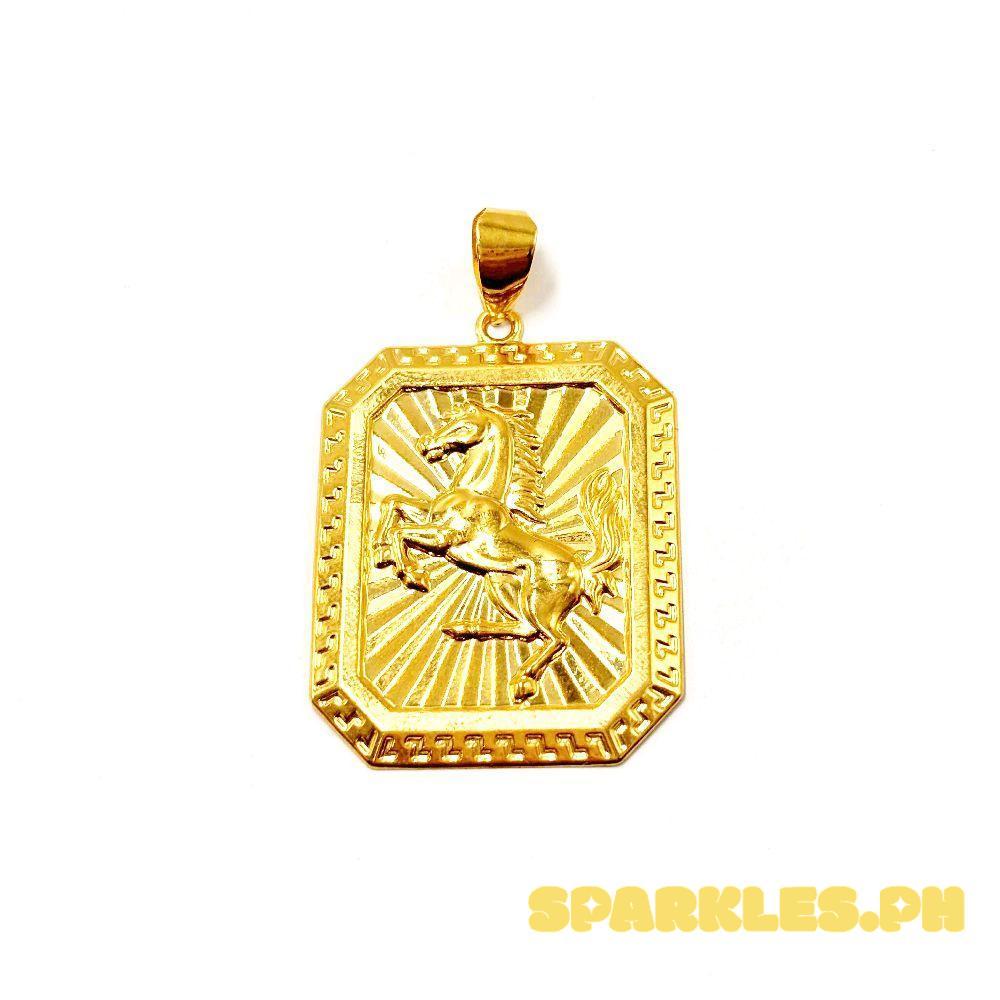 18k Saudi Gold Square Horse Pendant - SKU-6YMIDH6Z