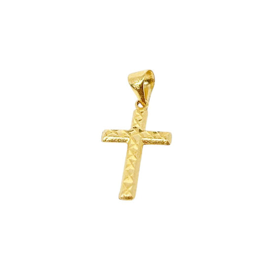 18k Saudi Gold Dia Plain Cross Buo Pendant Solid Pawnable - SKU-MGHCMHQO
