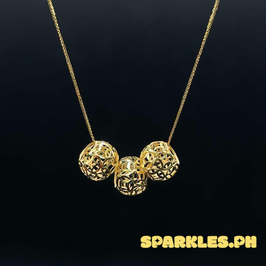 18k Saudi Gold SET Foxtail +3Pcs Money Catcher Ball Solid Pawnable