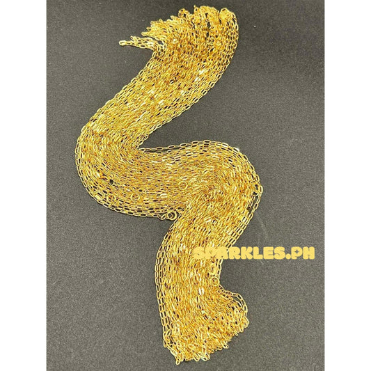 18k Saudi Gold Lv2 Micro Paperclip Chain Solid Pawnable - SKU-OHQ2G0QM