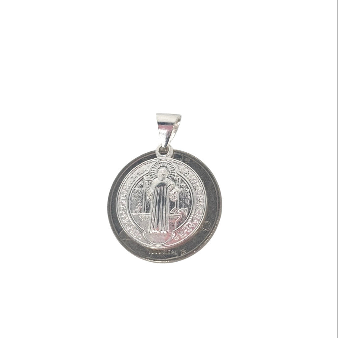 92.5 Sterling Silver - St. Benedict Medallion Pendant V2